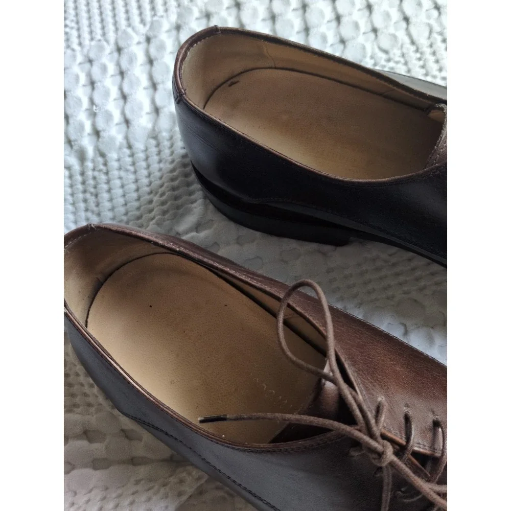 Salvatore Ferragamo Studio Derby Cap Toe Leather Dress Shoes Sz 10 Lace Up Brown